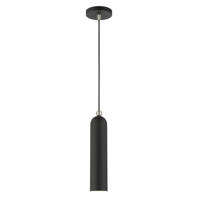 Luminaire suspendu cylindrique en métal 1 lumière à intensité variable Hanne, Noir