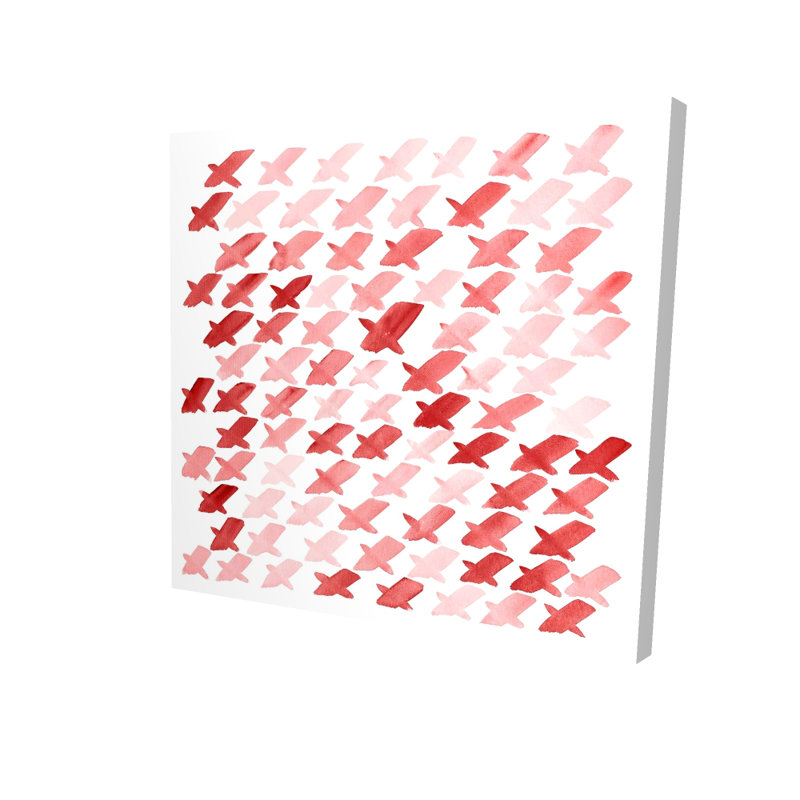 Motif X rouge - Toile illustrative rouge pour la décoration intérieure, H 36 po x l 36 po