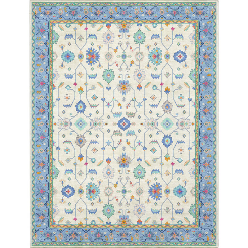 Tapis multicolore bohème Bungalow Rose Adrith Antalya, Rectangle 7 pi 7 po x 9 pi 10 po