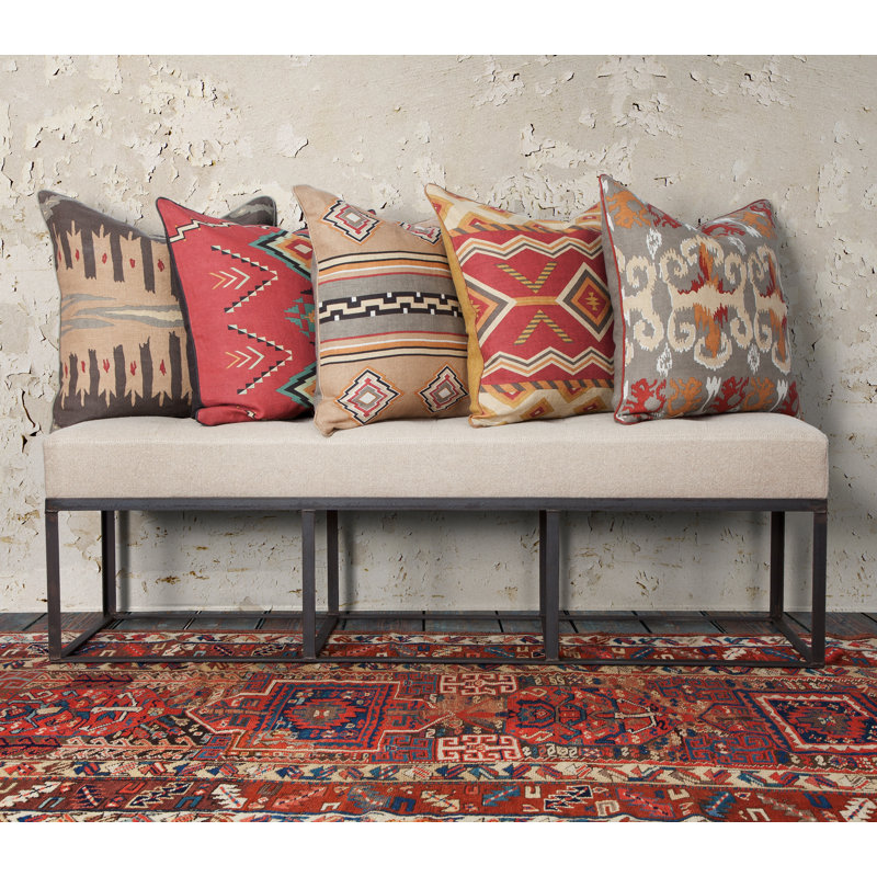 Mesa Linen Square Pillow Cover & Insert, Red Geometric