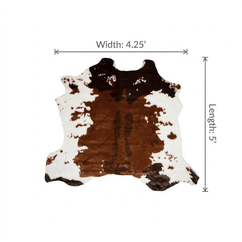 Faux Cowhide Rug | Brown/White | 4.25'x'5, Novelty 4'3" x 5'
