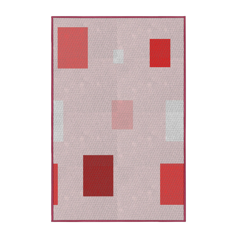 Tapis géométrique rose / rouge, Rectangle 5 pi x 7 pi