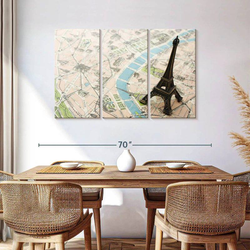 Aliaz Eiffel Tower Paris Map, 36" H x 57" W
