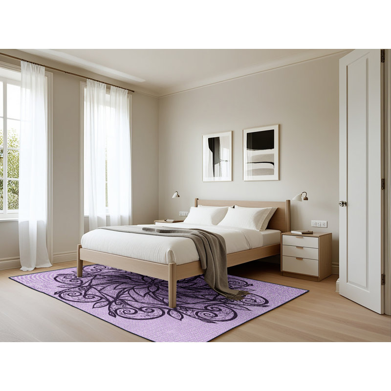 Tapis mauve tissé à la machine, Rectangle 5 pi x 7 pi