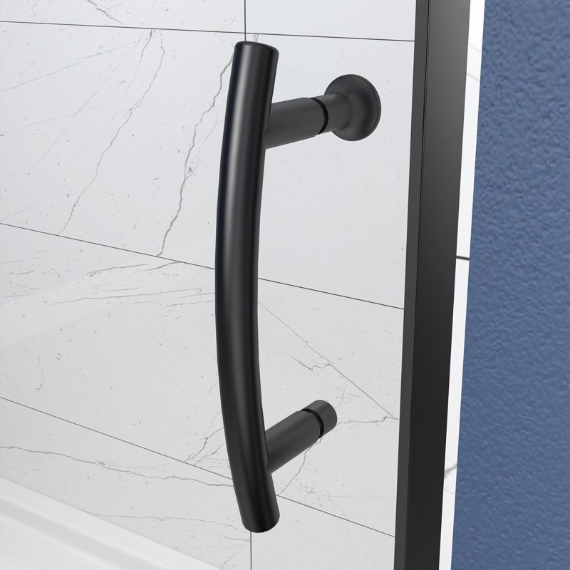 Porte de douche à charnière pivotante avec cadre transparent l 38 à 42 po x H 71 po, Noir mat
