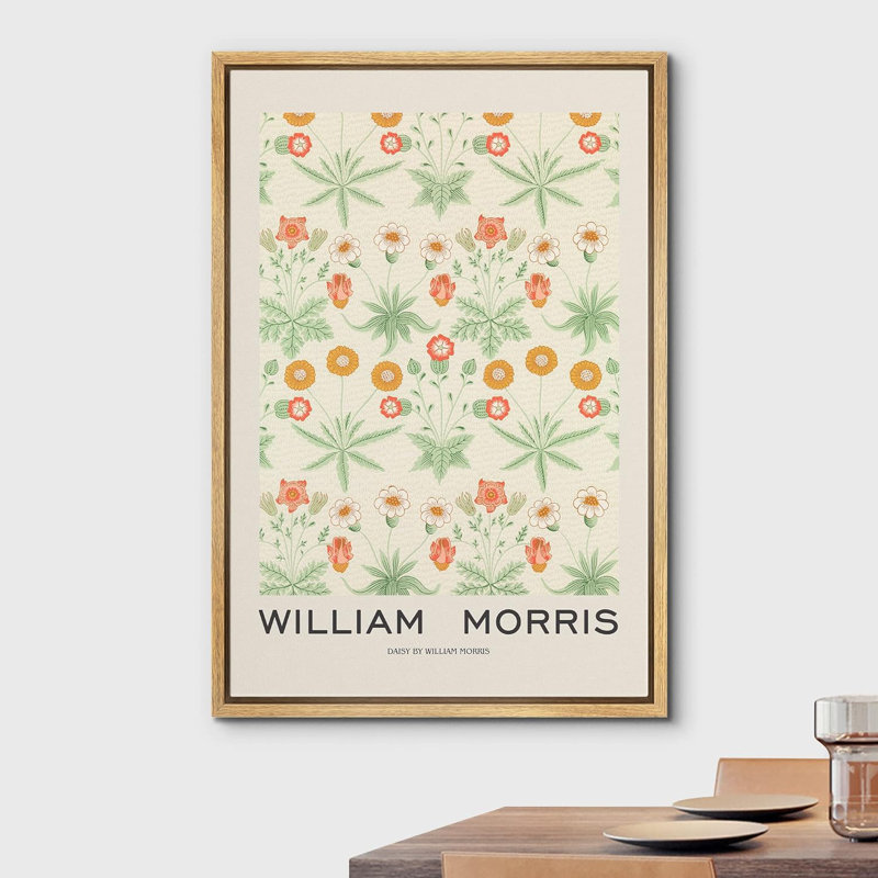 Abstrait botanique vert avec fleurs sauvages William Morris, Naturel, H 36 po x l 24 po x P 1,5 po