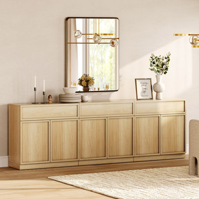94.5" Modern Sideboard Buffet Cabinet with 6 Doors and Drawers, Multifunctional Sideboard with Large Storage and Adjustable Shelf