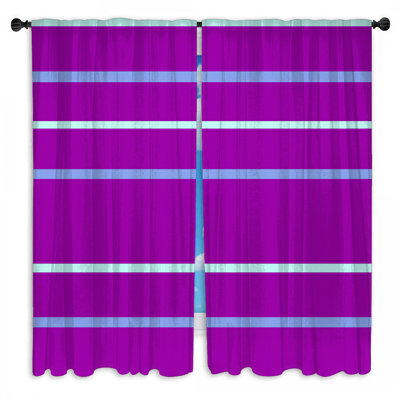 Rideaux de fenêtre mauve à rayures bleues et transparentes - 2 panneaux