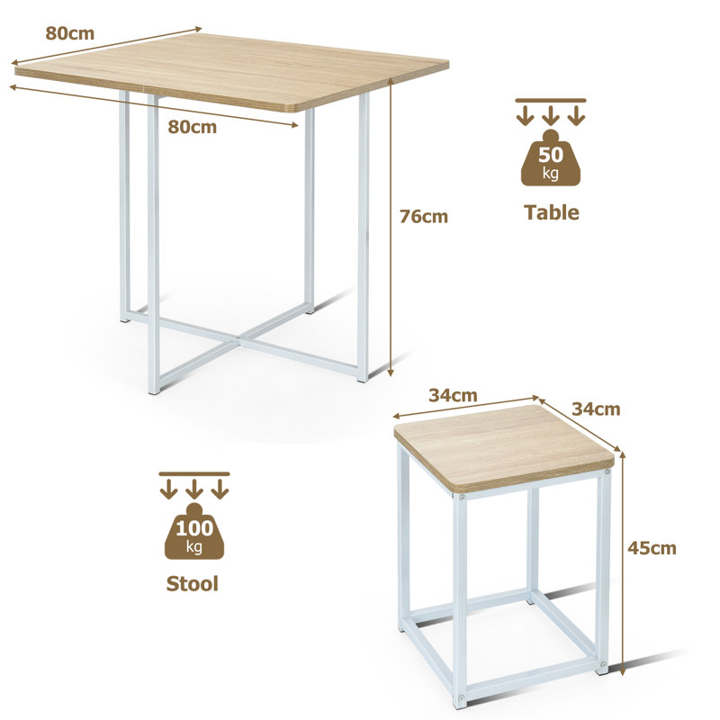Ghazl Dining Set, Light Brown, Light Brown/White, White