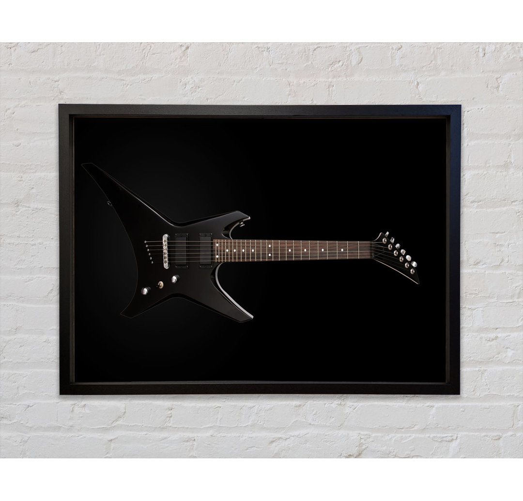 Rock And Roll Black Guitar - Einzelner Bilderrahmen Kunstdrucke auf Leinwand