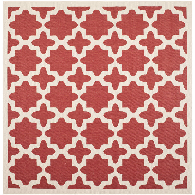 Tapis d'intérieur / extérieur à motif géométrique Herefordshire Performance, Carré 5 pi 3 po