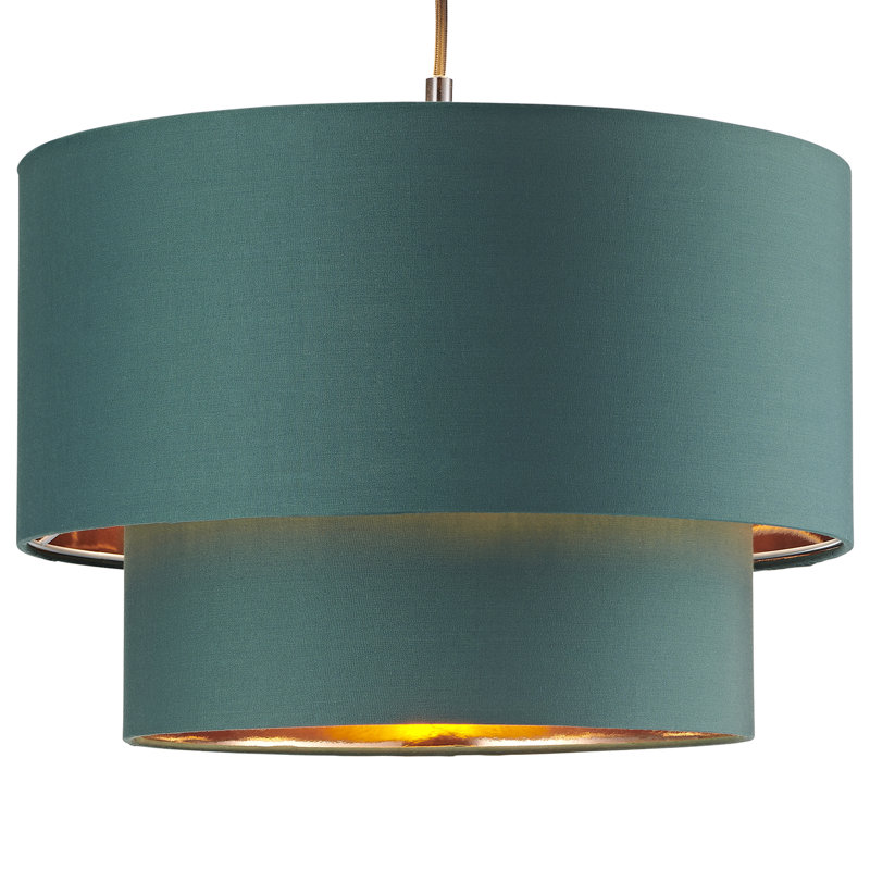 Modern Cotton Fabric Double Tier Ceiling Shade with Shiny Inner, Green, 20cm H x 30cm H x 30cm D
