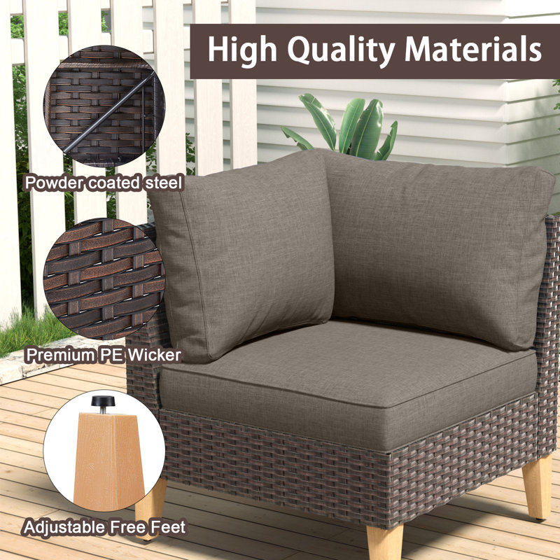 Chaise d'appoint de patio avec coussins Tuule, Gris