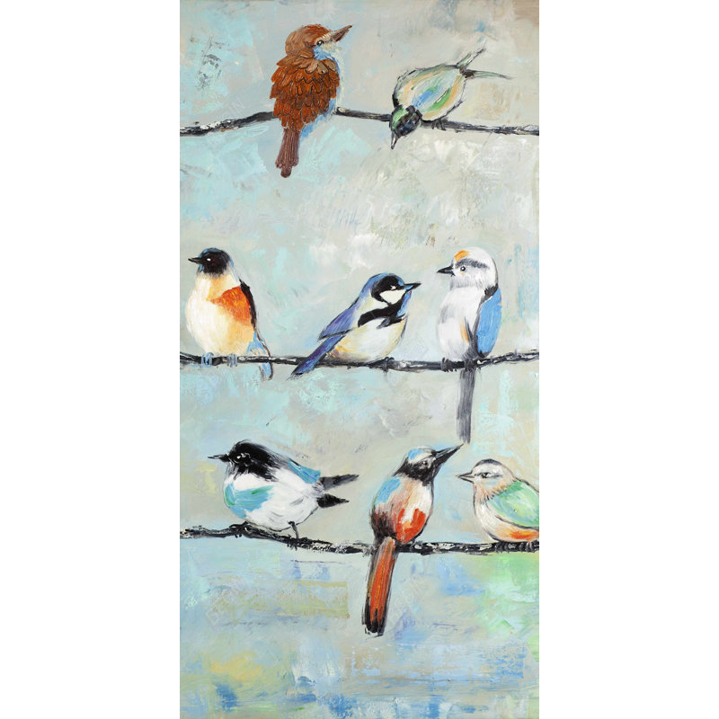 Petits oiseaux colorés - toile d'oiseau décorative pour la maison
