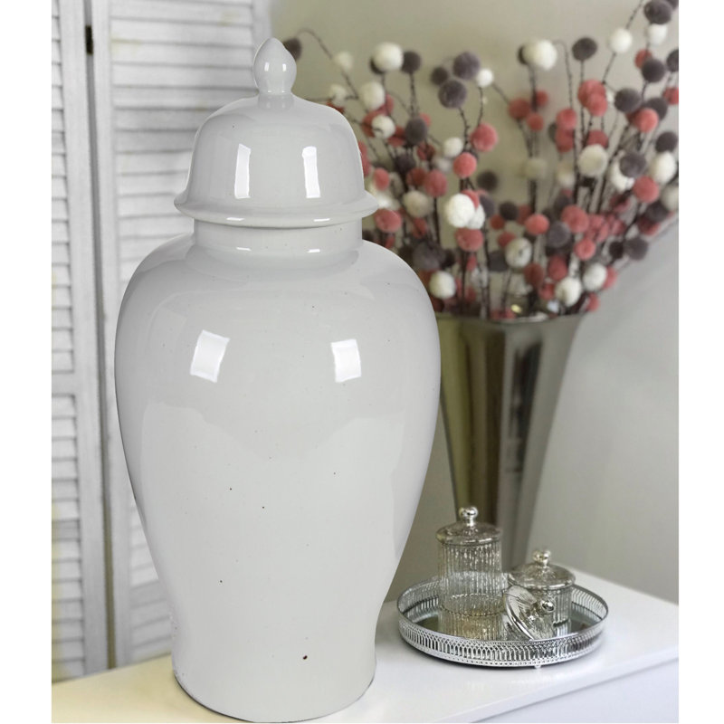 Pot de rangement en céramique gingembre avec couvercle