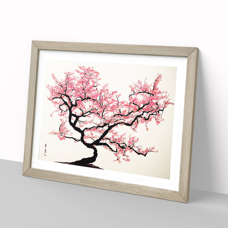 Adorable Cherry Blossom Tree - Single Picture Frame Print, 34cm H x 46cm W x 2cm D, Oak