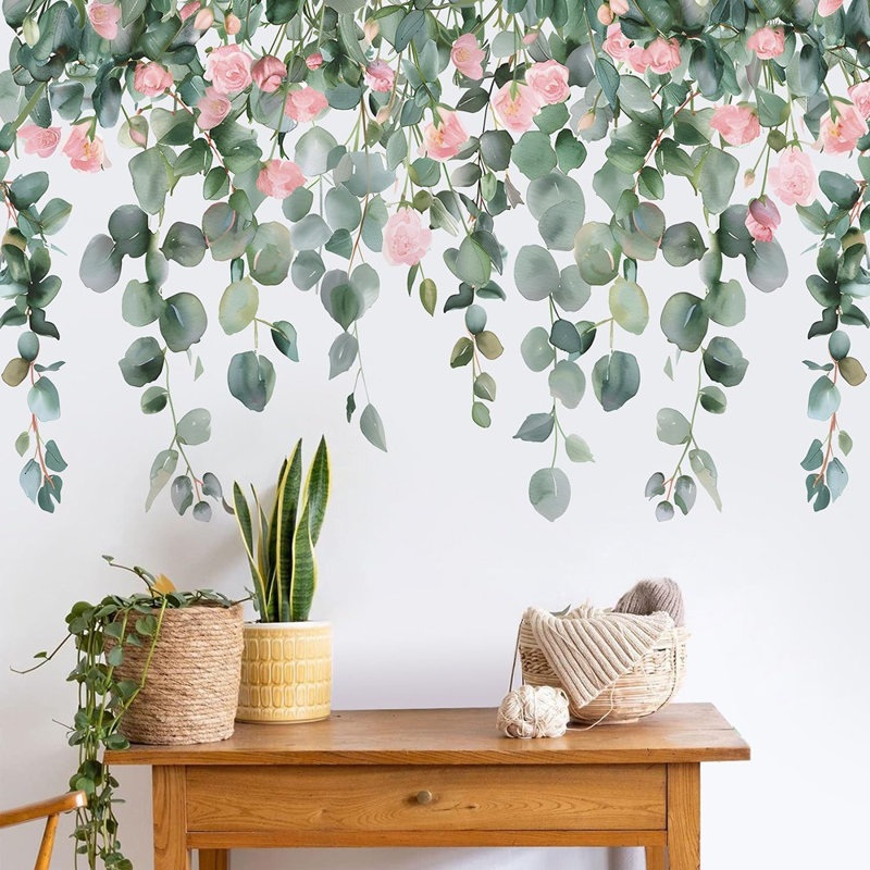 Autocollants muraux floraux vignes suspendus amovibles
