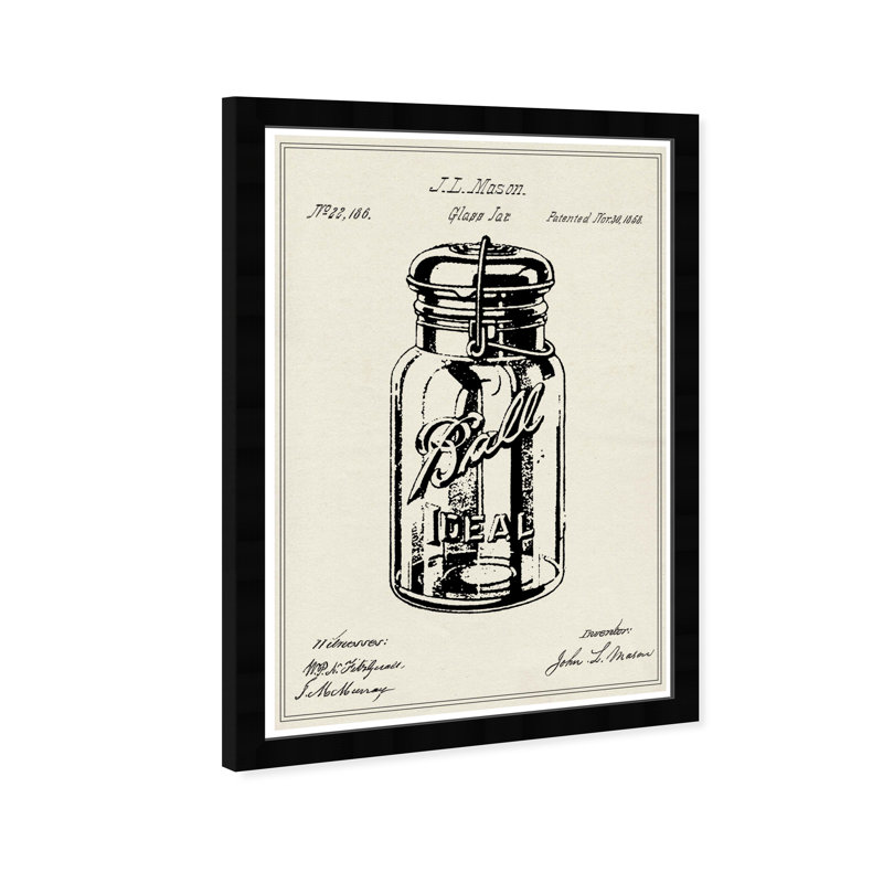 Food and Cuisine «Mason Glass Jar Vernis 3», reproduction d'art mural par Red Barrel Studio®, Noir