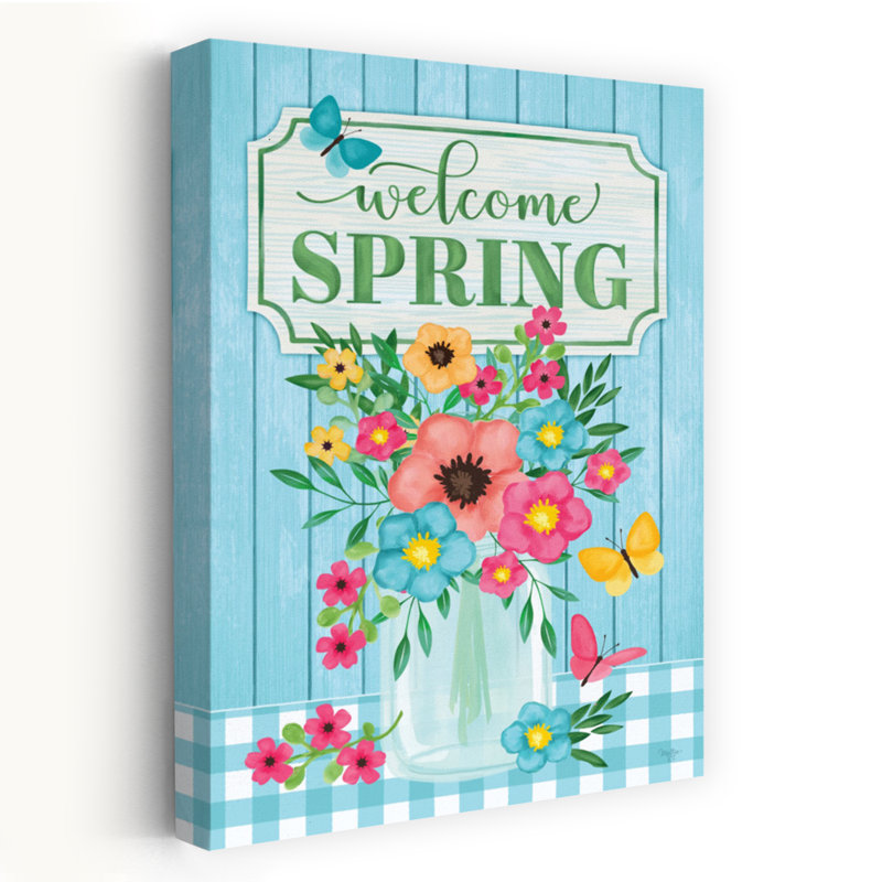 «Welcome Spring», art floral printanier contemporain, H 24 po x l 16 po