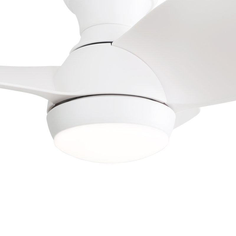 Corabelle 23" 3-Blade Modern Flush Mount Small Ceiling Fan with Remote Control and Light Kit Included, White, White