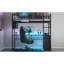 Lit mezzanine simple en métal avec tablette à DEL, bureau et rangement - fini noir fonctionnel-484075991