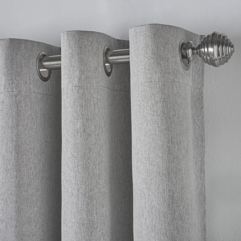 Bechard Blackout Linen Look Ring Top Curtains, Slate, 228cm Width x 228cm Drop