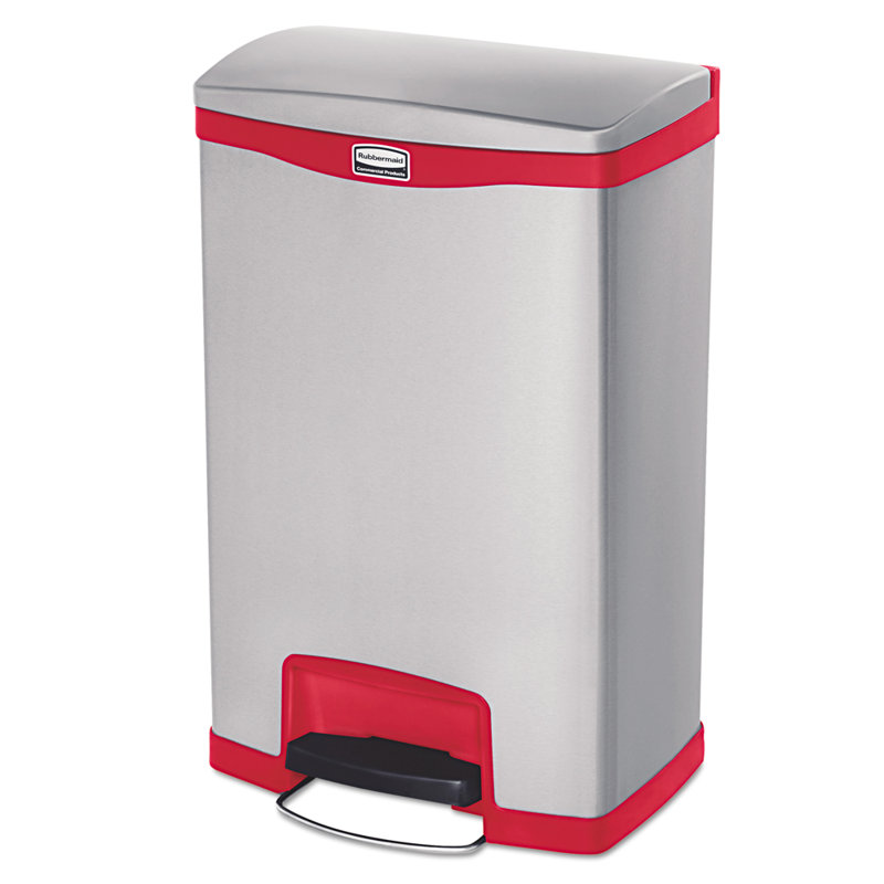 Slim Jim&reg; Steel Kitchen Trash Can, Black, 13 Gallons