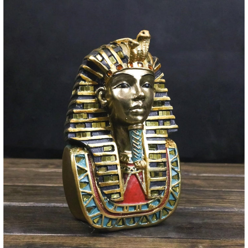 Masque de pharaon égyptien antique, cobra doré et vautour, 6,5 po