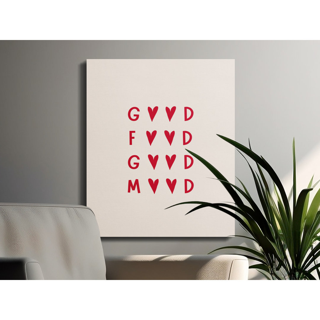 Good Mood Canvas Wall Art, Heart Print, Gallery Wrapped Canvas, Modern Decor, Ready to Hang, Statement Piece, Archival Quality Print