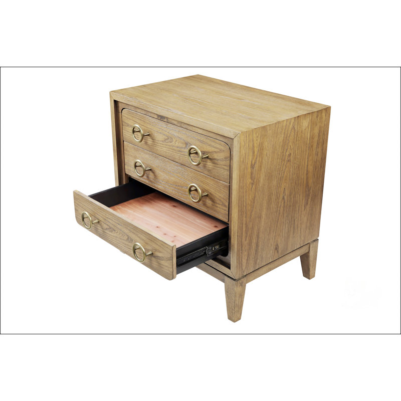 Table de chevet 3 tiroirs avec finition USB au lait