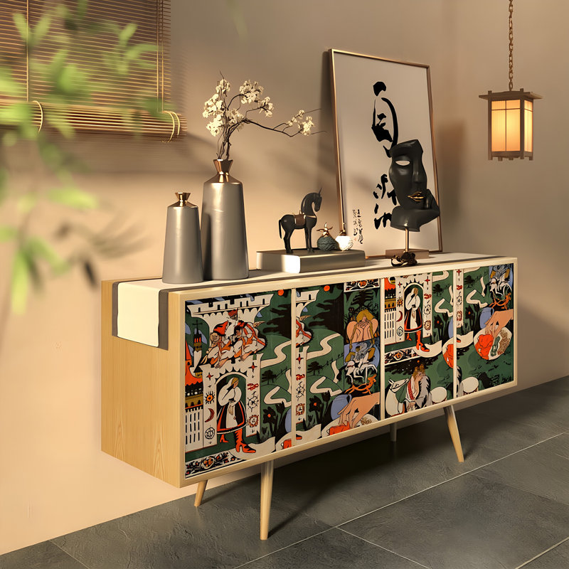 Buffet rétro avec rangement, Brun orangé
