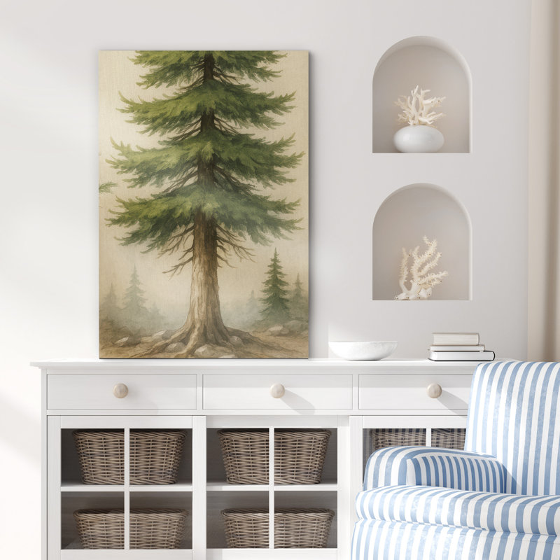 «Tall Pine Tree Forest Nature Landscape», reproduction d'art sur toile encadrée très grande, Toile tendue, Ne s’applique pas