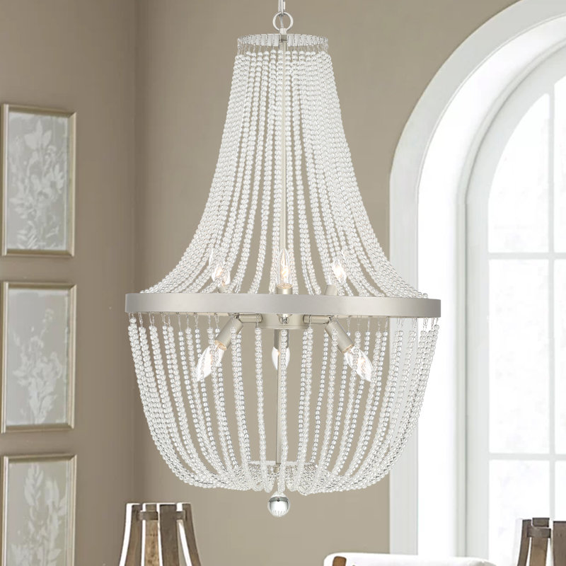 6 - Light Unique Empire Chandelier with Beaded Accents