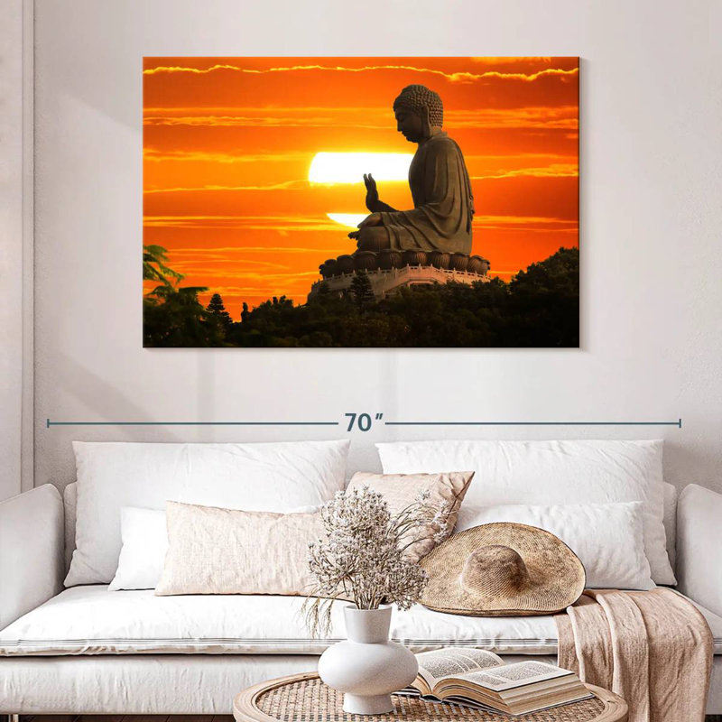 Bouddha Kerrick au coucher du soleil, H 32 po x l 48 po