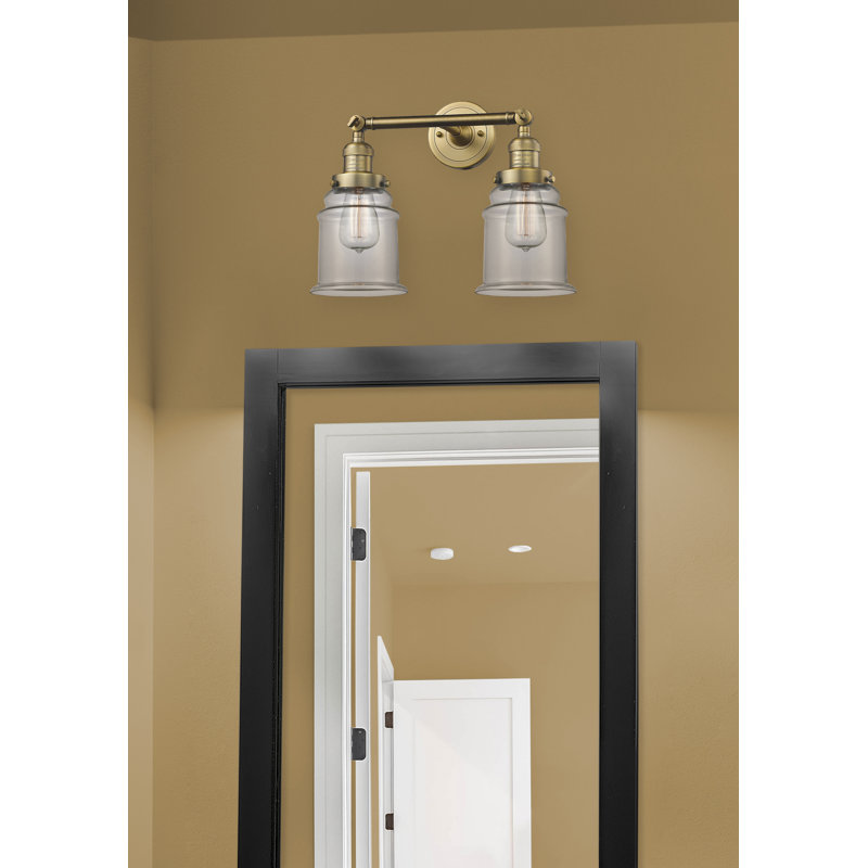 Latour 2 - Light Dimmable Vanity Light, Clear, 3.5 Watt Vintage LED Bulb, Brushed Brass