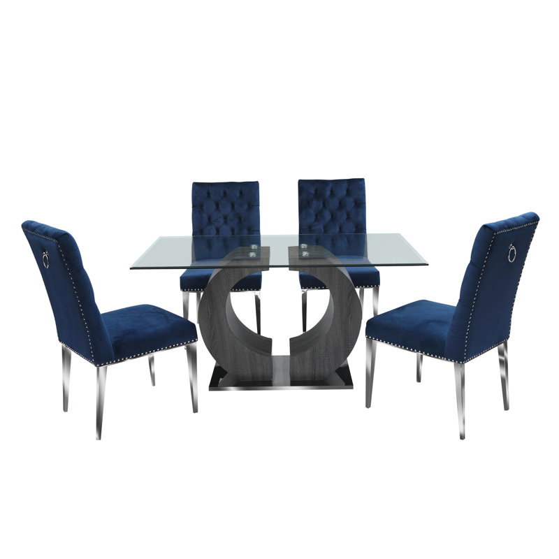 Ensemble de salle à manger 5 pièces, Bleu