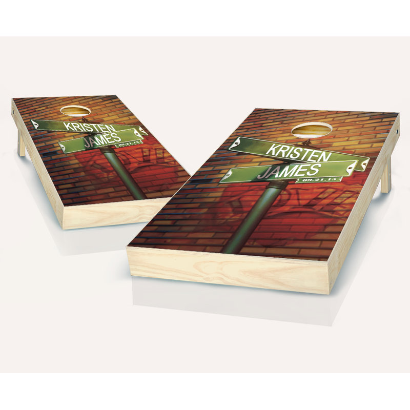 Ensemble de cornhole en bois massif avec sacs 2 'x 4', Oui, Rouge / royal