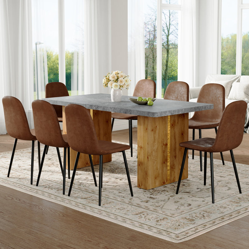 Ensemble de table et de chaises. Ensemble de salle à manger moderne en panneau de fibres à densité moyenne de 67 po x 35,4 po avec technologie de confort et chaises aux coins arrondis. Convient pour les salles à manger à la maison, ensemble de table 
