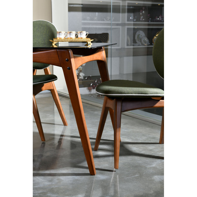 Ensemble repas pour 4 personnes Knobel, Vert / noyer
