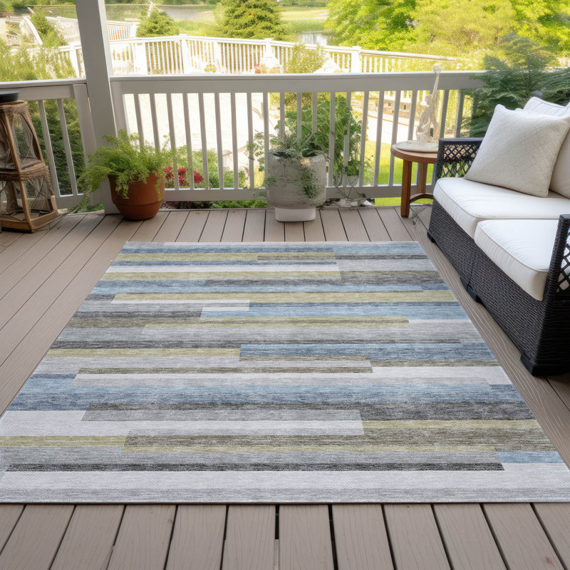 Malchow Washable Striped Indoor / Outdoor Rug, Rectangle 5' x 7'6"