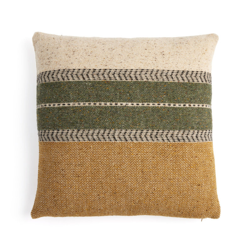 Ambrose Striped Wool Blend Reversible Square Throw Pillow