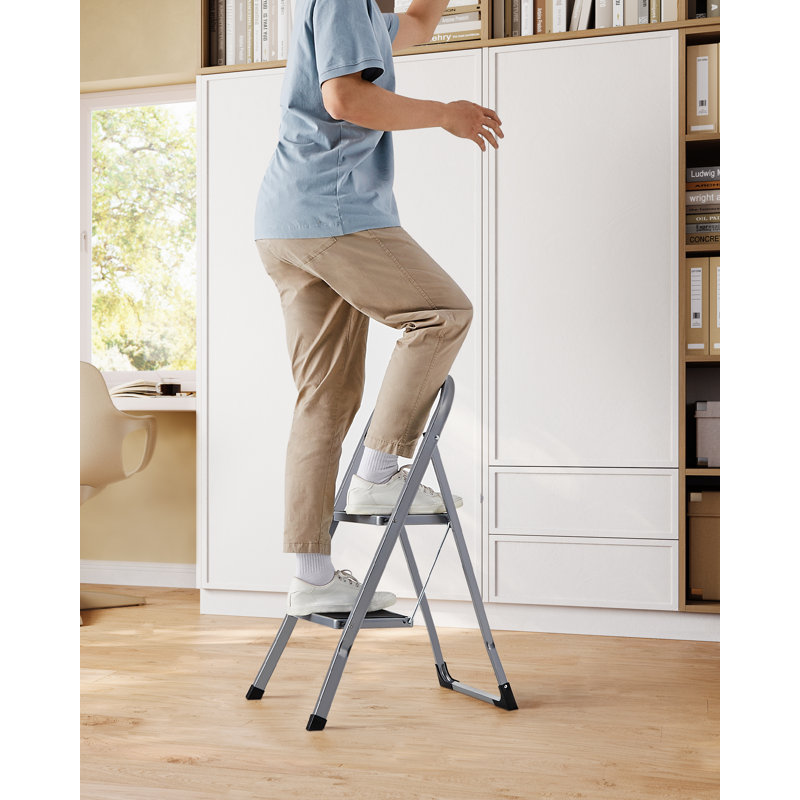 2 - Step Steel Folding Step Ladder, Grey/Black