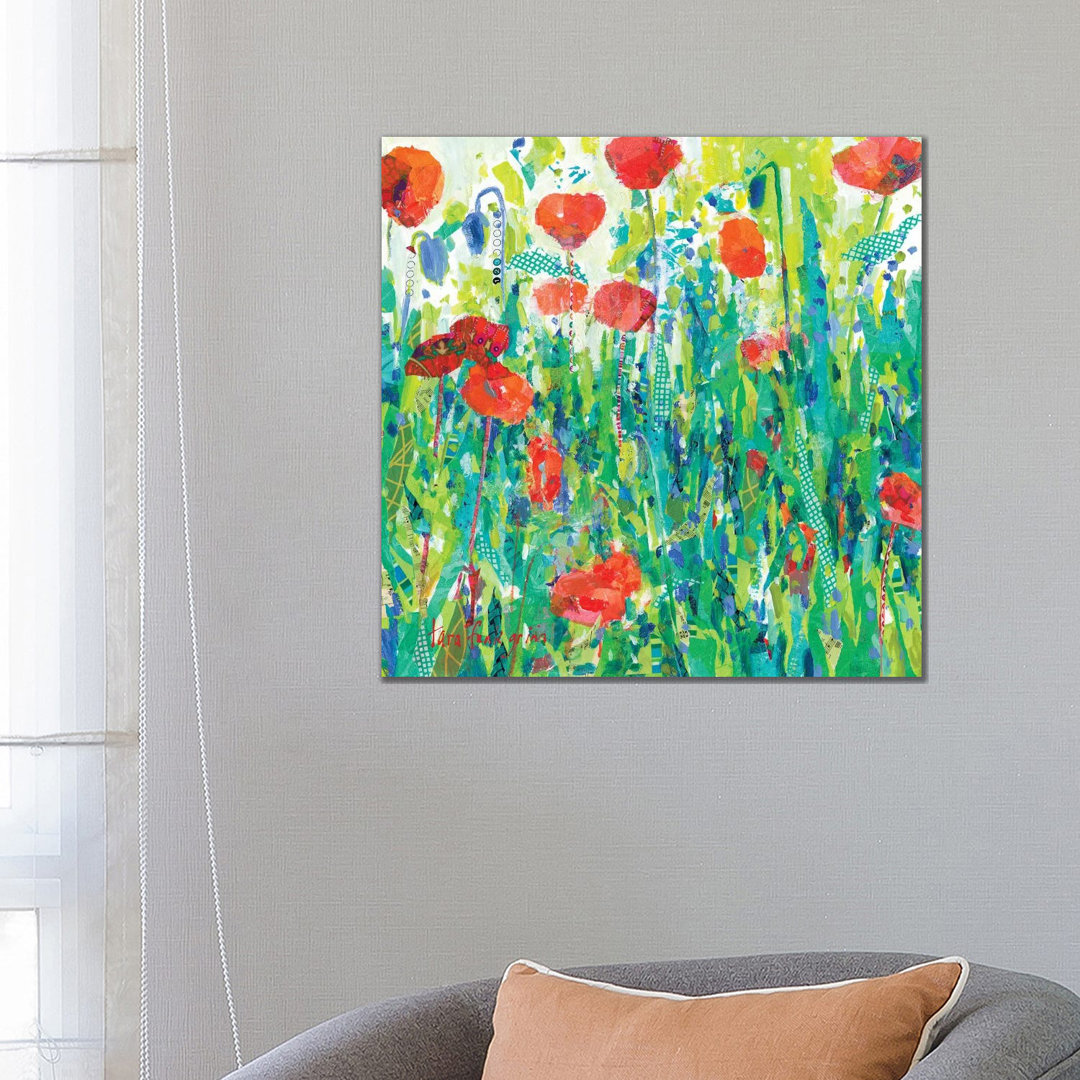 Stattliche rote Mohnblumen III von Tara Funk Grim - Galerie-verpackte Leinwand Giclée auf Leinwand