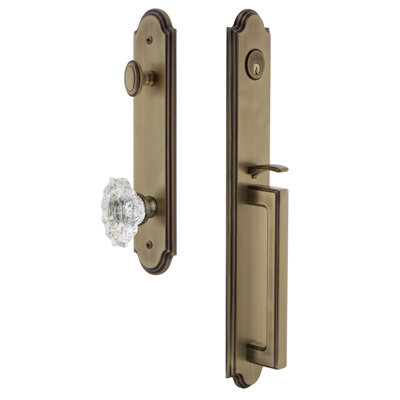 Arc Handleset with Single Cylinder Deadbolt and Biarritz Door Knob and Rosette