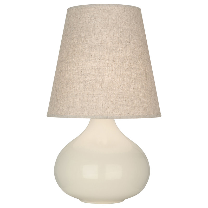 June 24" Table Lamp, Bone, Buff Linen