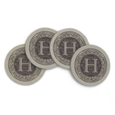 Monogram Letter 4-Pack Natural Sandstone Coasters
