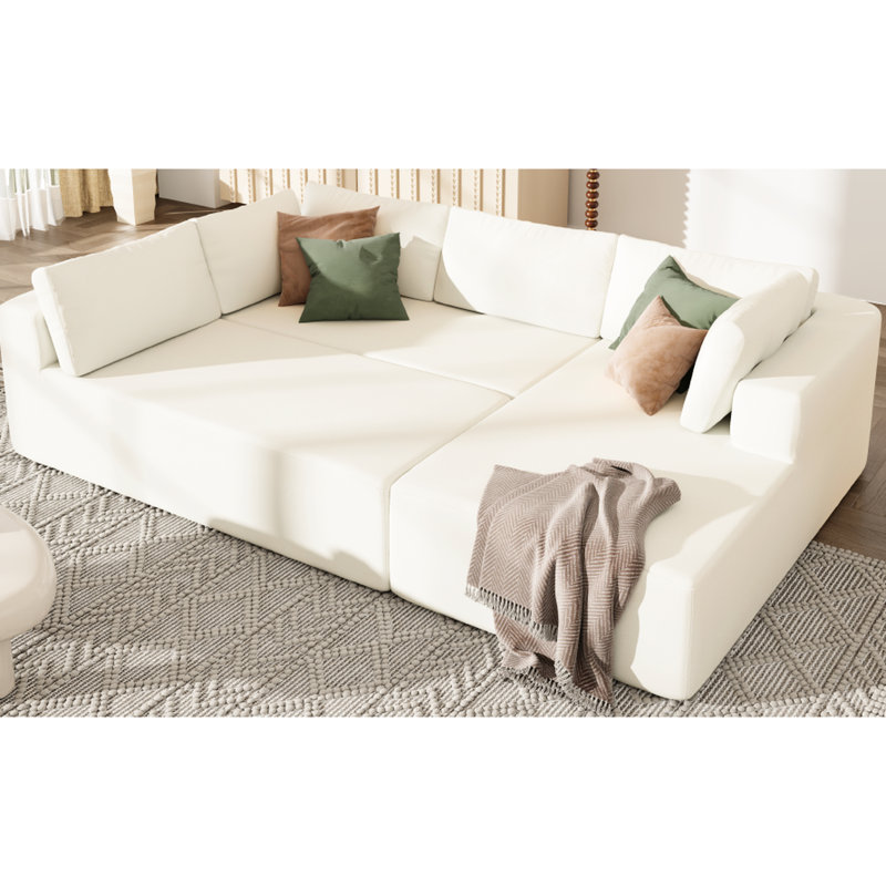 Canapé modulaire 3 pièces beige, 3 pièces, rembourré de mousse haute densité