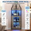 Armoire à vin de coin avec support à vin et porte-verres à 5 niveaux, gris-404033813-404033833