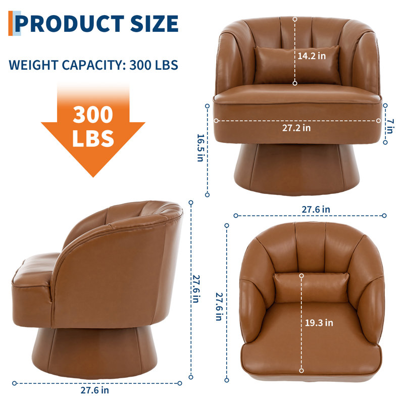 Fauteuil demi-tonneau pivotant à 360 ° Modern, Brown
