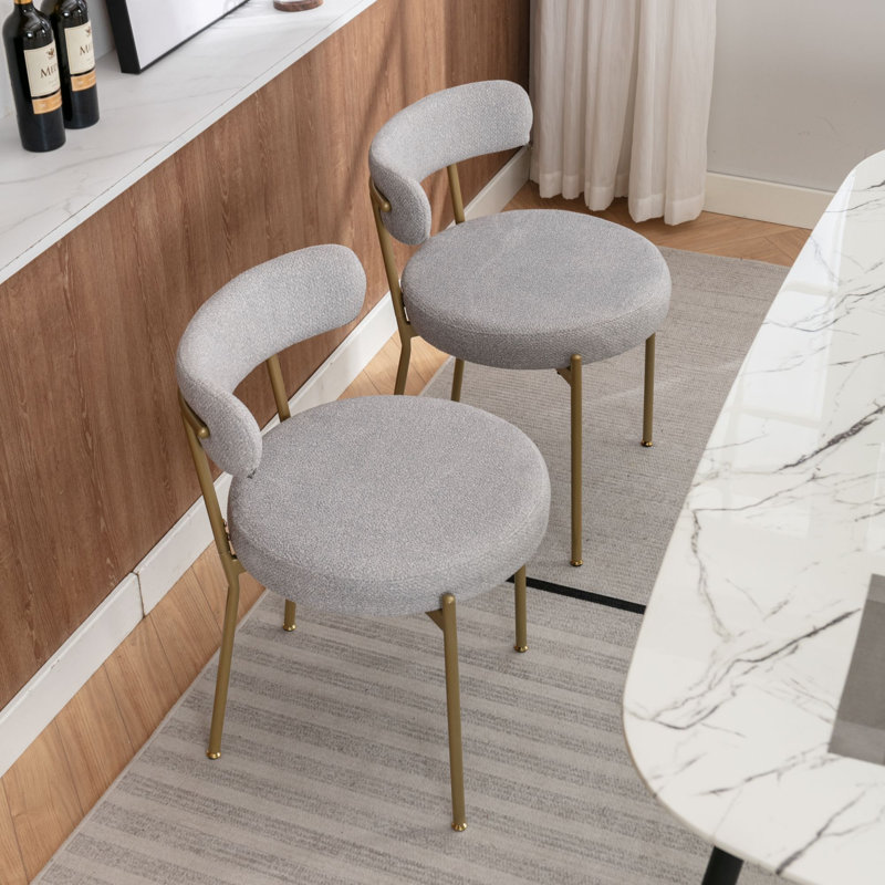 Asire 49cm H Upholstered Metal Side Chair, Gold